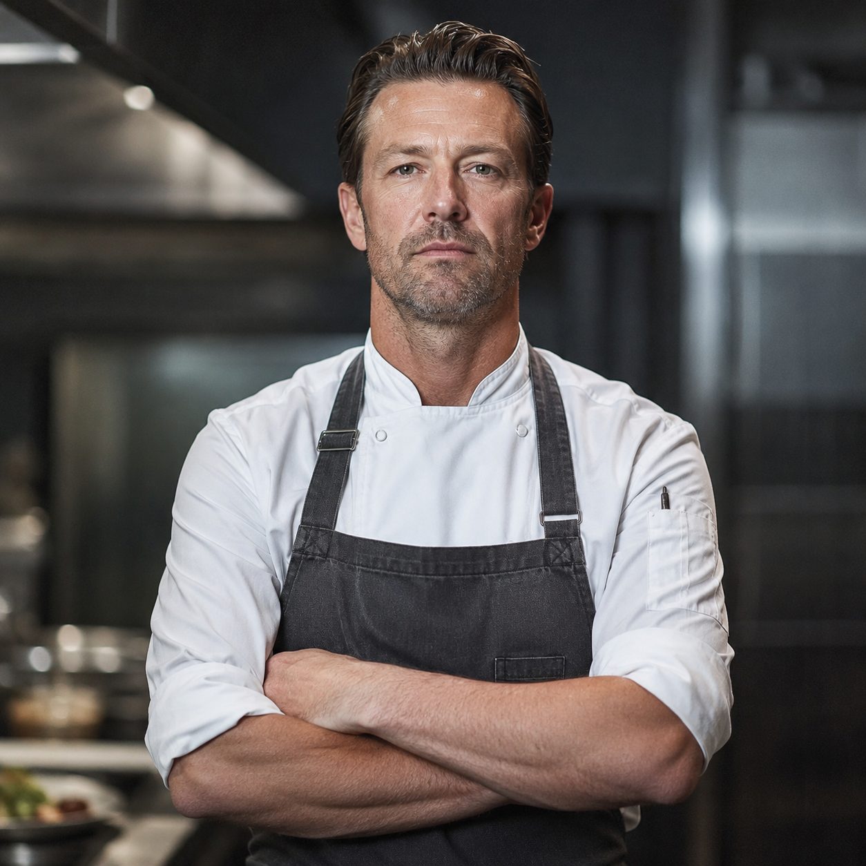 Chef Elias Voss in the Meridian kitchen